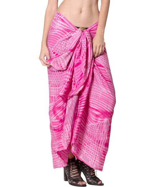 Cover-Ups Women's Hawaii Sarongs for Women Plus Size Beach Wrap Hand Tie Dye - Pink_f684 - CF187DE87X0