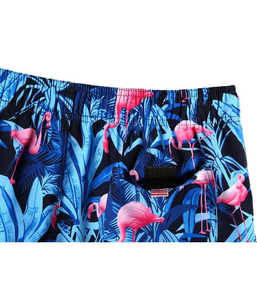 Briefs Mens Animal Emojy Prints Swimwear Quick Dry Swim Trunks with Mesh Lining-Pocket - 4 Blue Flamingo - CE18RL6HEUN