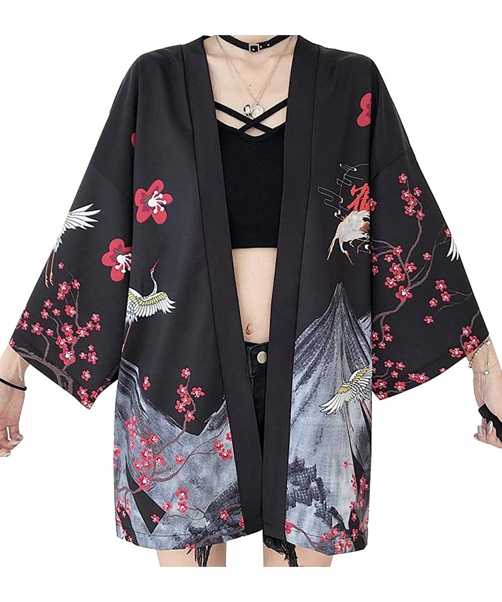 Cover-Ups Women's Summer Loose fit Beach Japanese Kimono Cover up OneSize US S-XL - Style 59 - C019DSZTIW7