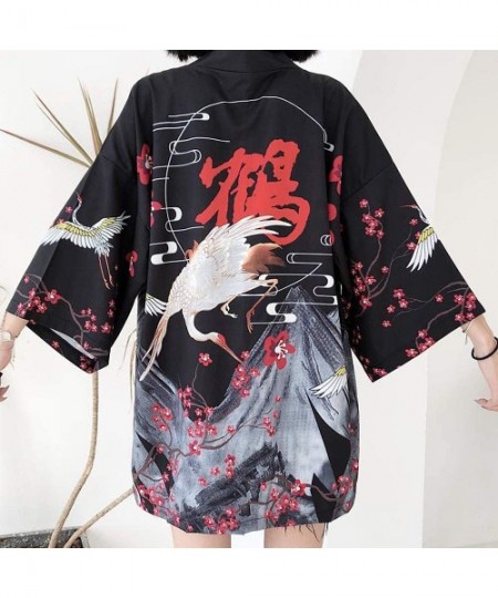 Cover-Ups Women's Summer Loose fit Beach Japanese Kimono Cover up OneSize US S-XL - Style 59 - C019DSZTIW7