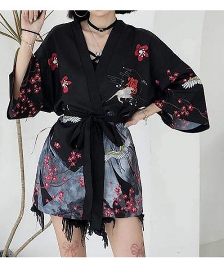 Cover-Ups Women's Summer Loose fit Beach Japanese Kimono Cover up OneSize US S-XL - Style 59 - C019DSZTIW7