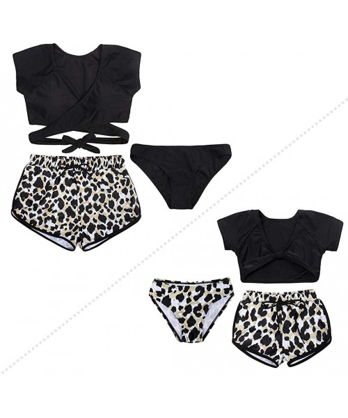 Sets Mommy and Me Family Matching Swimsuits Women Swimwear Bikini Set High Waisted Girls Bathing Suit - Black-342 - CC196H47YCU