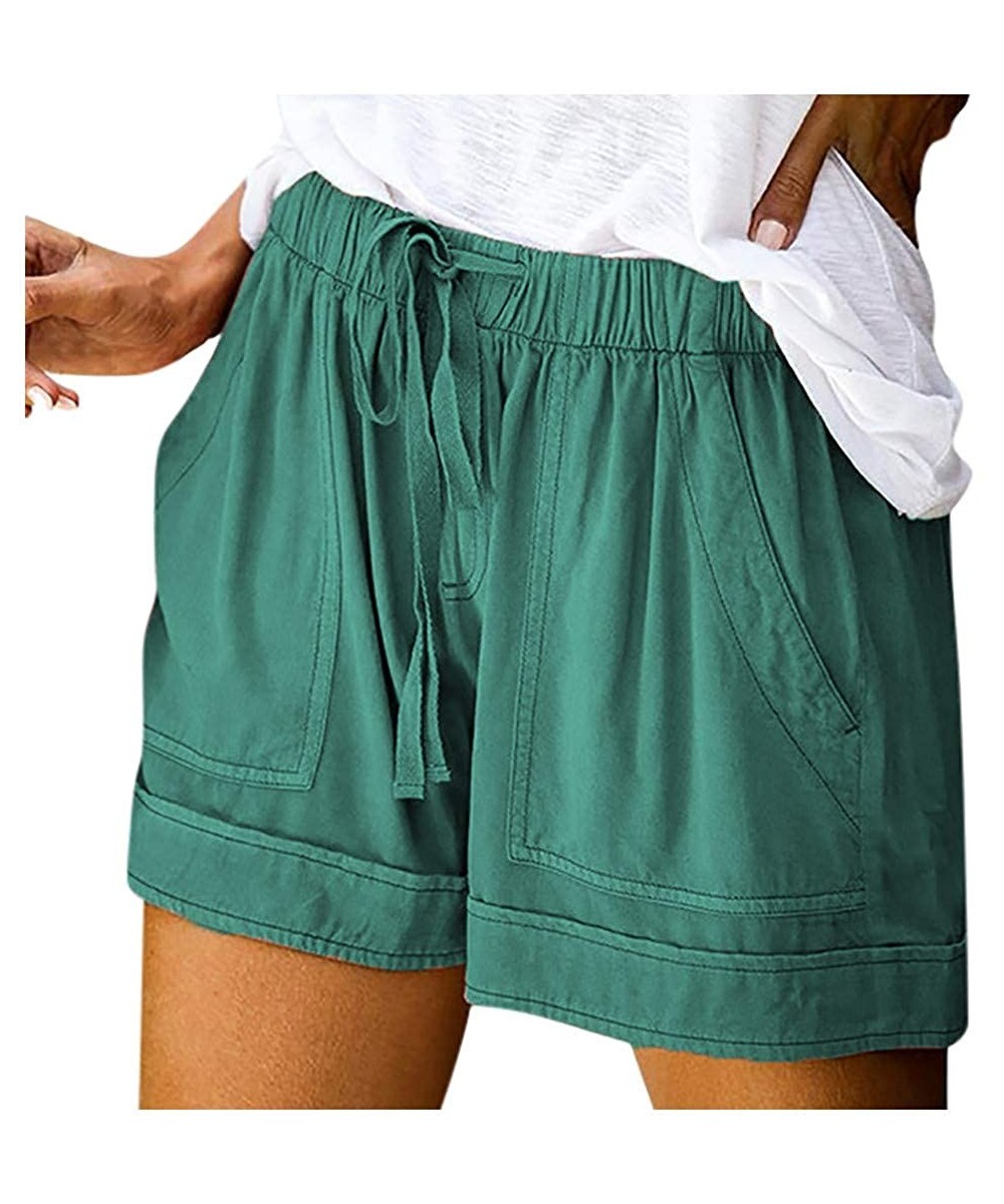 Board Shorts Comfy Drawstring Women Plus Shorts Elastic Waist - A Mint Green - CB190X6LTAO