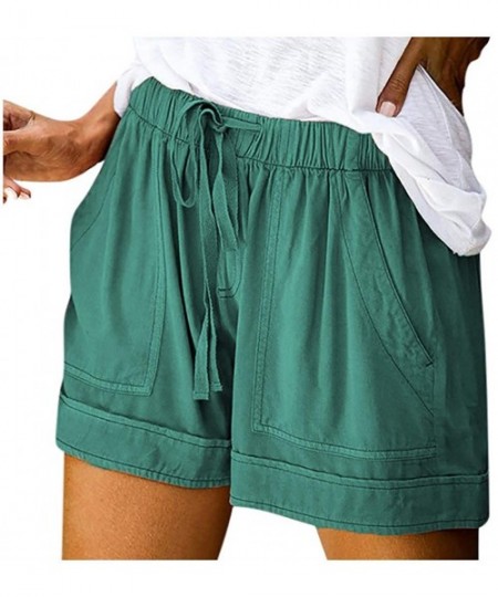 Board Shorts Comfy Drawstring Women Plus Shorts Elastic Waist - A Mint Green - CB190X6LTAO