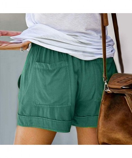 Board Shorts Comfy Drawstring Women Plus Shorts Elastic Waist - A Mint Green - CB190X6LTAO