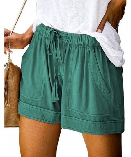 Board Shorts Comfy Drawstring Women Plus Shorts Elastic Waist - A Mint Green - CB190X6LTAO