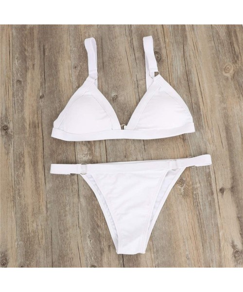 Tankinis Two Piece Swimsuits- Women Bandeau Bandage Bikini Set Push-Up Brazilian Swimwear Beachwear Swimsuit - White - CY18TT...