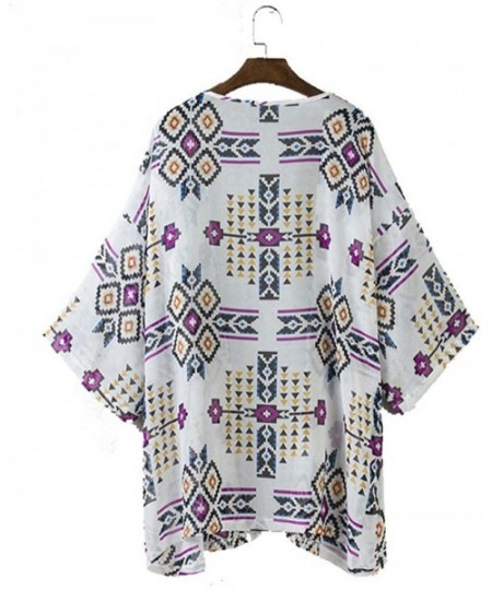 Cover-Ups Women Boho Chiffon Cover Ups Fashion Kimono Cardigan Blouse Beach Wear Bikini Cover Tops - CB189UH6DC8