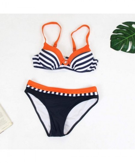 Sets Swimsuits for Women-Womens Padded Push-up Bra Bikini Set Swimsuit Bathing Suit Swimwear Beachwear - Orange - C9199LQ3TGN