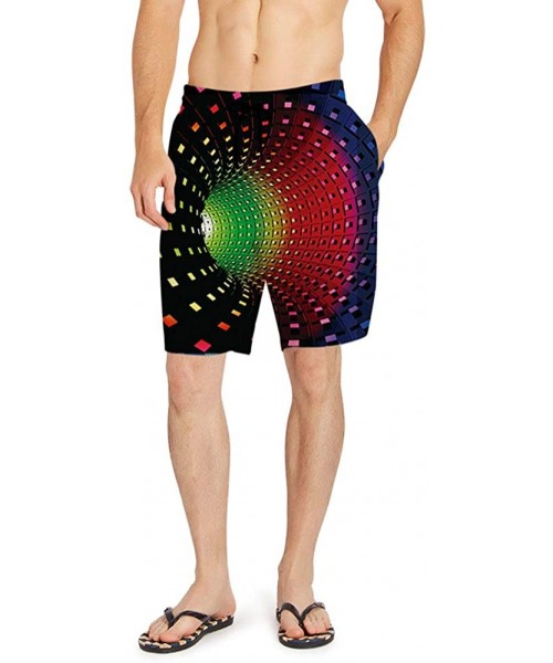 Trunks Mens Swim Trunks 3D Print Quick Dry Swimwear Summer Casual Athletic Beach Short Bathing Suits with Pockets - Color Edd...