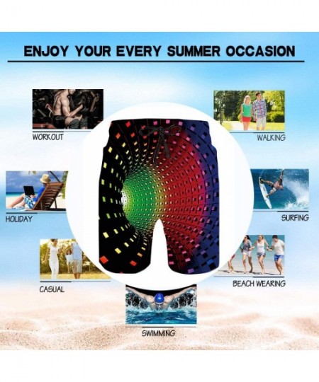 Trunks Mens Swim Trunks 3D Print Quick Dry Swimwear Summer Casual Athletic Beach Short Bathing Suits with Pockets - Color Edd...