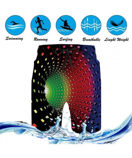 Trunks Mens Swim Trunks 3D Print Quick Dry Swimwear Summer Casual Athletic Beach Short Bathing Suits with Pockets - Color Edd...