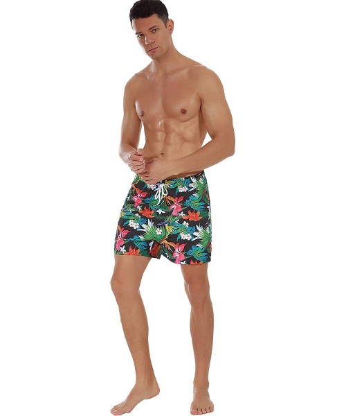 Board Shorts Men's Swim Shorts Quick Dry Athletic Beach Trunks with Pockets - Flower / Hylaea - CL199GH794W