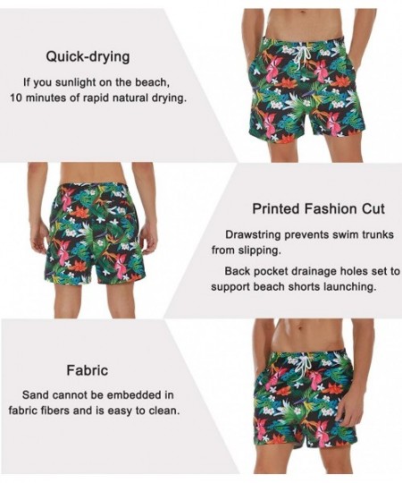 Board Shorts Men's Swim Shorts Quick Dry Athletic Beach Trunks with Pockets - Flower / Hylaea - CL199GH794W