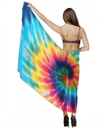 Cover-Ups Women Girl Beach Bikini Cover Up Chiffon Sarong Fashion Scarf Shawl Wrap - Spiral Tie Dye - C6190TSZS99