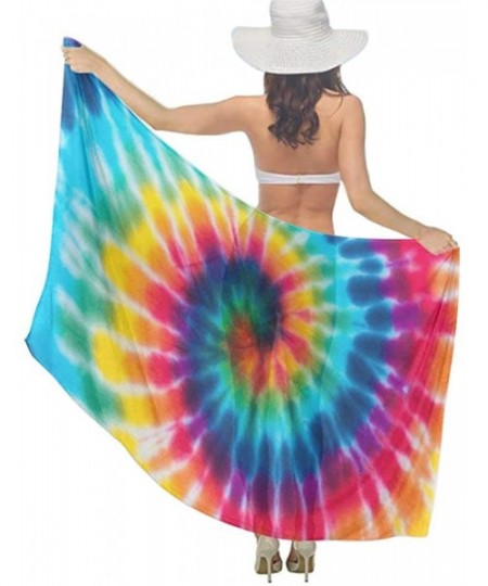 Cover-Ups Women Girl Beach Bikini Cover Up Chiffon Sarong Fashion Scarf Shawl Wrap - Spiral Tie Dye - C6190TSZS99