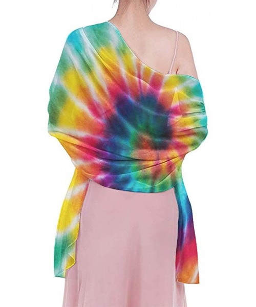 Cover-Ups Women Girl Beach Bikini Cover Up Chiffon Sarong Fashion Scarf Shawl Wrap - Spiral Tie Dye - C6190TSZS99