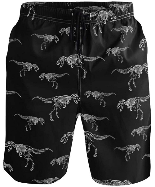 Board Shorts Men's Quick Dry Swim Trunks with Pockets Beach Board Shorts Bathing Suits - T Rex Skeleton Dinosaur - CC195292OA8