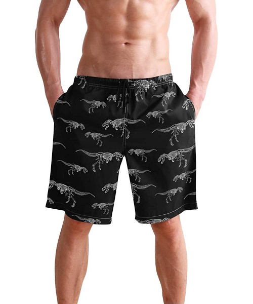 Board Shorts Men's Quick Dry Swim Trunks with Pockets Beach Board Shorts Bathing Suits - T Rex Skeleton Dinosaur - CC195292OA8