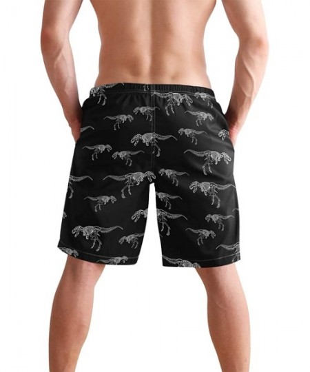 Board Shorts Men's Quick Dry Swim Trunks with Pockets Beach Board Shorts Bathing Suits - T Rex Skeleton Dinosaur - CC195292OA8