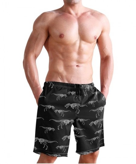 Board Shorts Men's Quick Dry Swim Trunks with Pockets Beach Board Shorts Bathing Suits - T Rex Skeleton Dinosaur - CC195292OA8