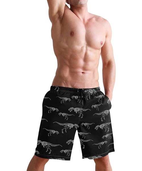 Board Shorts Men's Quick Dry Swim Trunks with Pockets Beach Board Shorts Bathing Suits - T Rex Skeleton Dinosaur - CC195292OA8