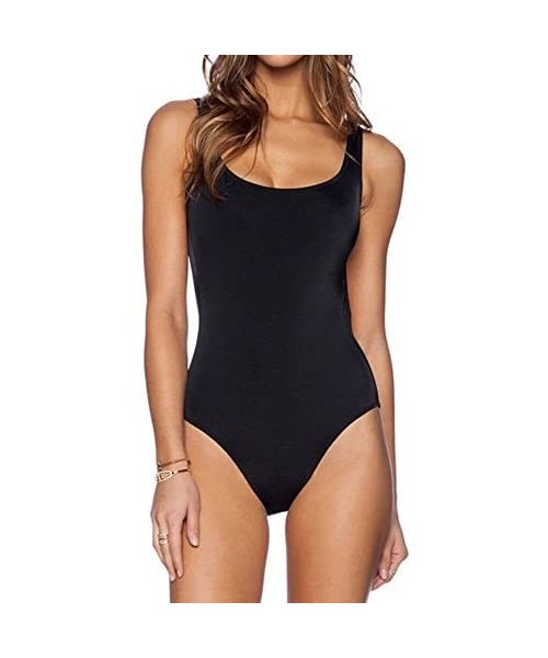 One-Pieces 2020 Women Retro Elastic Backless Swimwear Bathing Suits Triangle One-Piece Swimsuit - Black - C9195U5NGMS