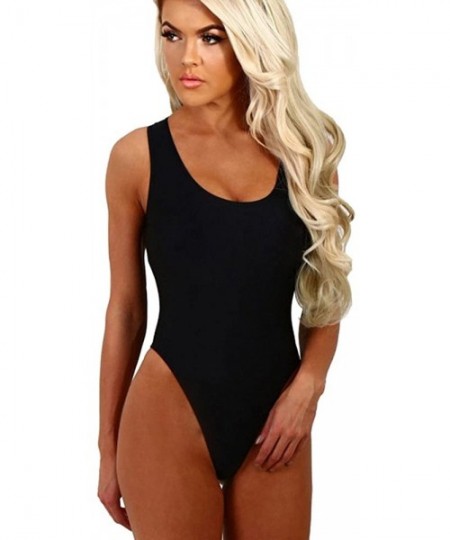 One-Pieces 2020 Women Retro Elastic Backless Swimwear Bathing Suits Triangle One-Piece Swimsuit - Black - C9195U5NGMS