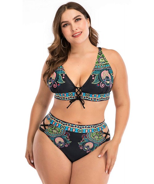 One-Pieces Women's Floral Bikini Swimsuits Push up 2 Piece Swimwear Bathing Suits Plus Size - Floral 04 - CZ196X44MWI