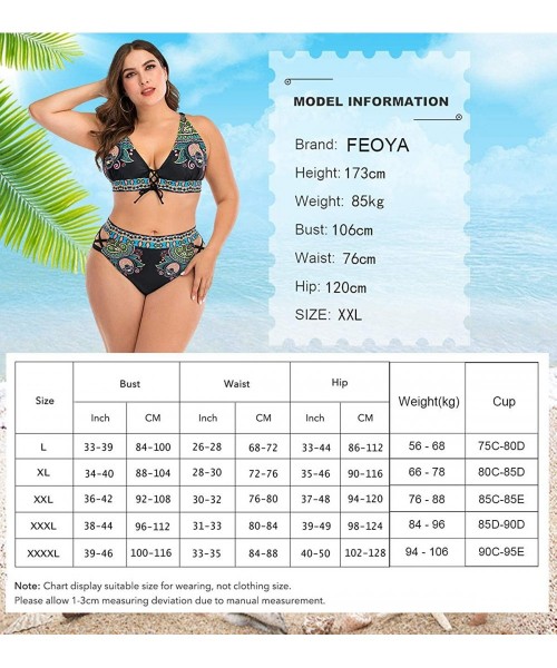 One-Pieces Women's Floral Bikini Swimsuits Push up 2 Piece Swimwear Bathing Suits Plus Size - Floral 04 - CZ196X44MWI