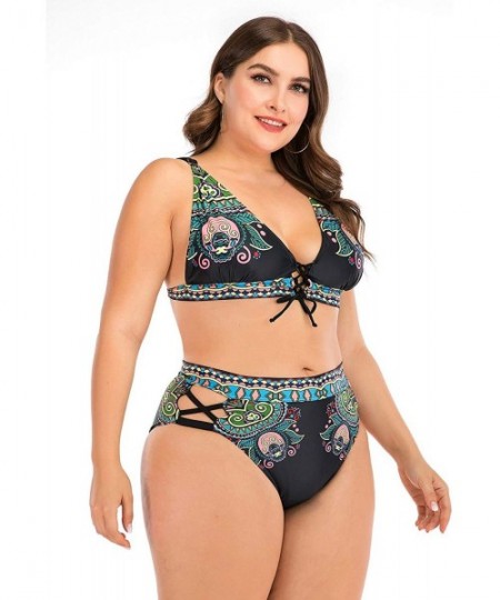 One-Pieces Women's Floral Bikini Swimsuits Push up 2 Piece Swimwear Bathing Suits Plus Size - Floral 04 - CZ196X44MWI