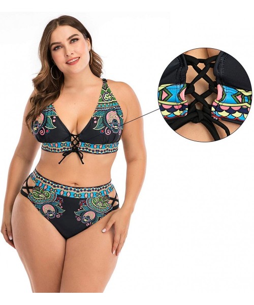 One-Pieces Women's Floral Bikini Swimsuits Push up 2 Piece Swimwear Bathing Suits Plus Size - Floral 04 - CZ196X44MWI