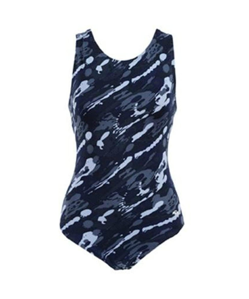 Racing Ocean Moderate Print Lap Suit Female - Marina Slate - C61274NO7CJ