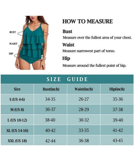 Tankinis Women Ruffle Tankini Swimsuits Two-Piece Bathing Suits Plus Size Swimwears - Blue - CC18SAD5Z3R