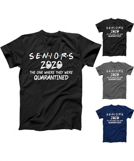 Rash Guards Seniors 2020 The One Where They were Quarantined Letter Print Short Sleeve Social Distancing T-Shirt - Gray - CV1...