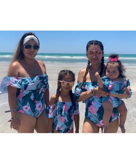 One-Pieces Mommy and Me Swimsuit One Piece Palm Leaves Printed Family Matching Swimwear - C018TI8AXGQ