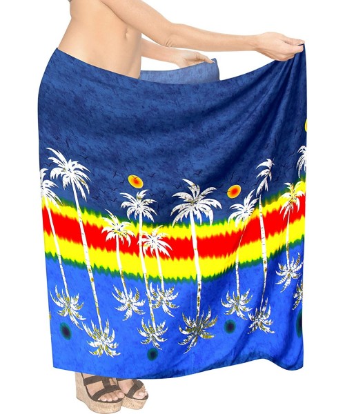 Cover-Ups Women's Plus Size Boho Sarong Swimwear Cover Ups Beach Wrap Full Long M - Navy Blue_v504 - CQ17Z5NI7G3