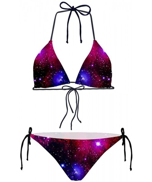 Sets Mini Women's Sexy Bikini Swimsuits Lace-Up Halter Galaxy Bathing Suits - Galaxy2 - CV18O7I2H54