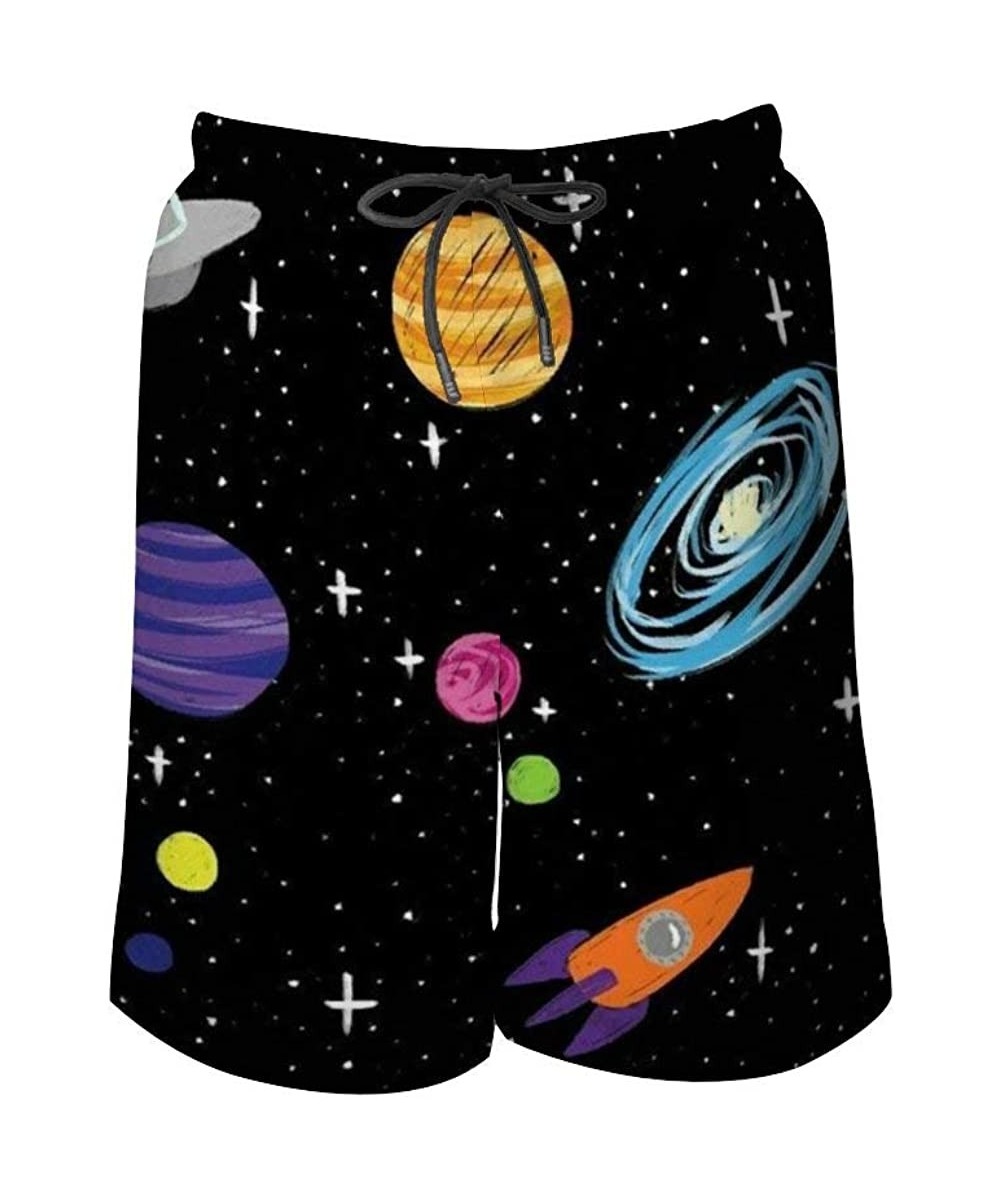 Board Shorts Men Quick Dry Swim Trunks Breathable Beach Board Shorts with Mesh Lining - Space Planet Astronaut Cool - CB199QE...