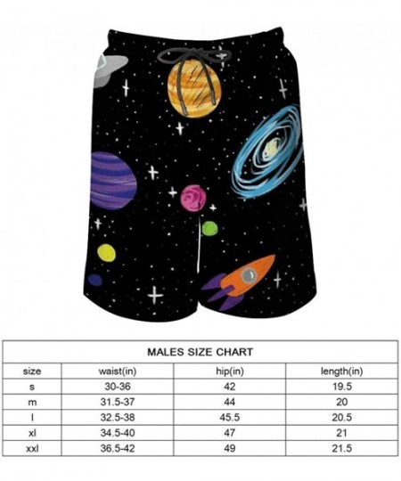 Board Shorts Men Quick Dry Swim Trunks Breathable Beach Board Shorts with Mesh Lining - Space Planet Astronaut Cool - CB199QE...