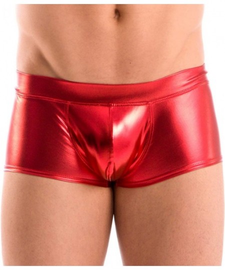 Briefs Mens New Solid Hot Body Boxer Swimsuit - Liquid Red - CB1156QNE2B