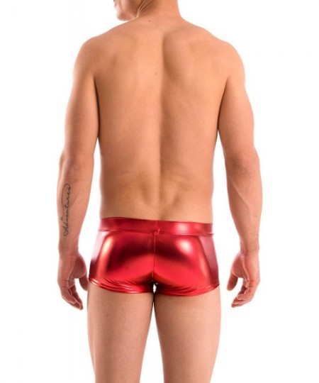 Briefs Mens New Solid Hot Body Boxer Swimsuit - Liquid Red - CB1156QNE2B