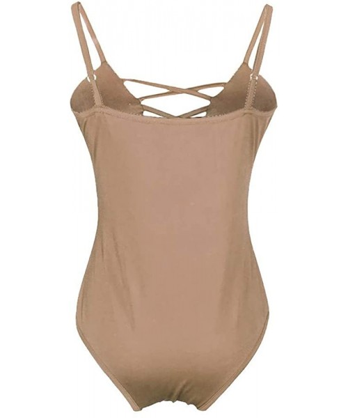 One-Pieces Women's Swimwear One Piece Swimsuit Push Up Bikini Bathing Suit - Khaki - C718QZGH47M