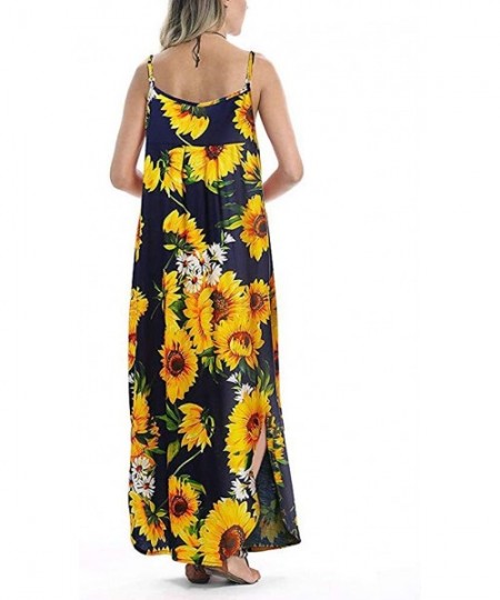 Cover-Ups Maxi Dresses for Women Plus Size- Women's Casual Summer Loose Pocket Floral Print Long Dress Short Sleeve Split Max...