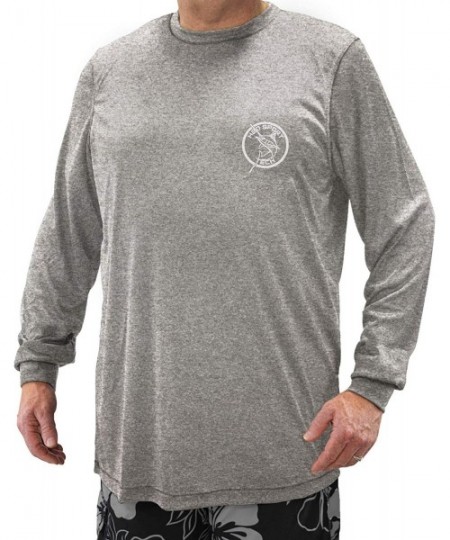 Rash Guards Big & Tall Men's Long Sleeve Swim Shirt Swordfish Print - Loose Fit UPF 50+ - Heather Gray - CJ190EUKNZ5