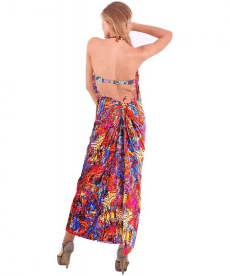 Cover-Ups Women's Plus Size Boho Sarong Swimwear Cover Ups Beach Wrap Full Long A - Blue_o855 - C912I111SLV