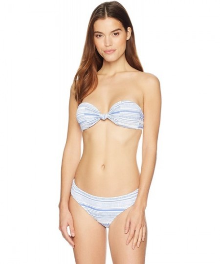 Tankinis Women's Swimwear First Mate Smocked Bikini Bottom - Blue Stripe - C7187NDISCO