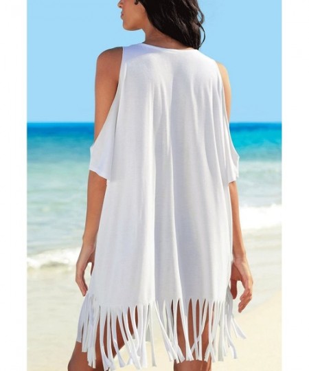 Cover-Ups Womens Letters Print Baggy Swimwear Bikini Cover-ups Beach Dress - B-white - CS188Q6H5AT