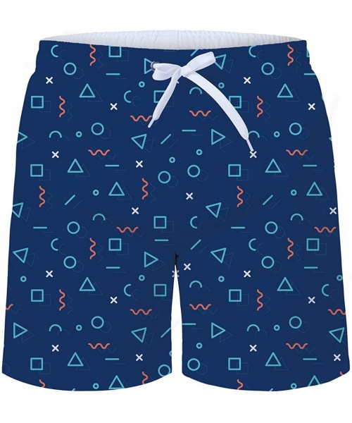 Trunks Men's Swim Trunks Quick Dry Waterproof Bathing Suits Beach Short with Mesh Lining - Geometric - C518OT366X2