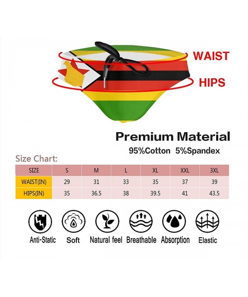 Briefs Men's Sexy Various Flag Printing Low Rise Briefs Bikini Swimwear Swimsuit with Drawstring - Zimbabwe Flag - CU194UNAYSS